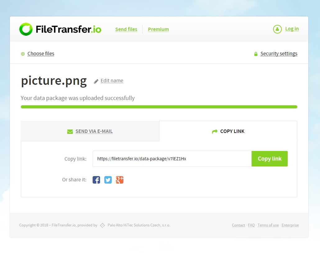 Скриншот 1 программы FileTransfer.io