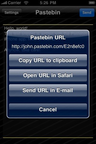 Скриншот 1 программы Pastebin.com