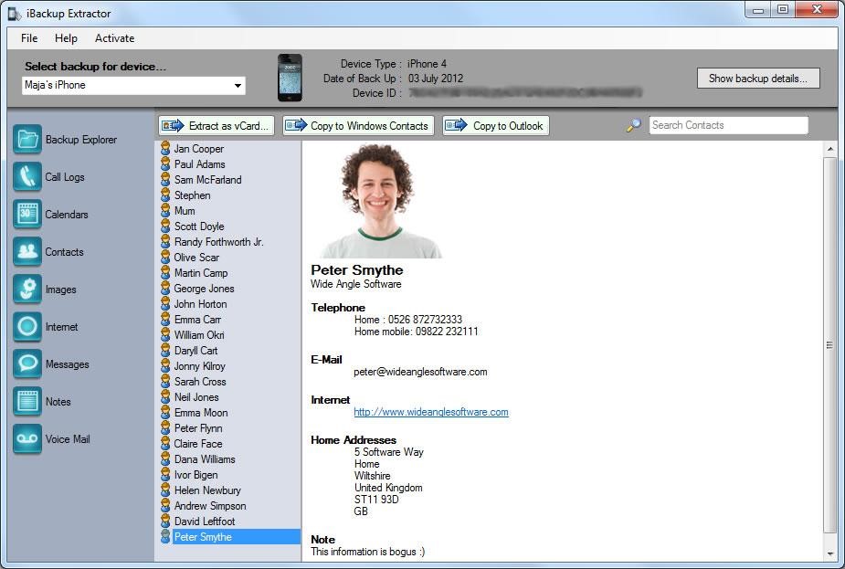 Скриншот 1 программы iBackup Extractor