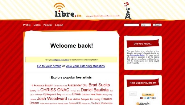 Скриншот 1 программы Libre.fm