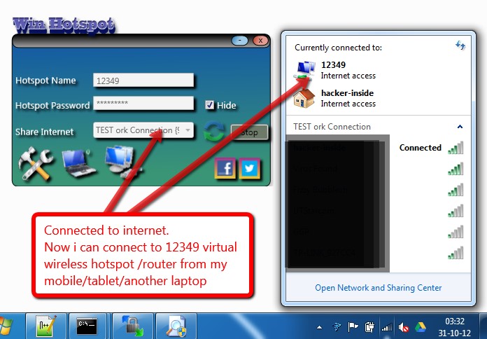 Скриншот 2 программы Winhotspot
