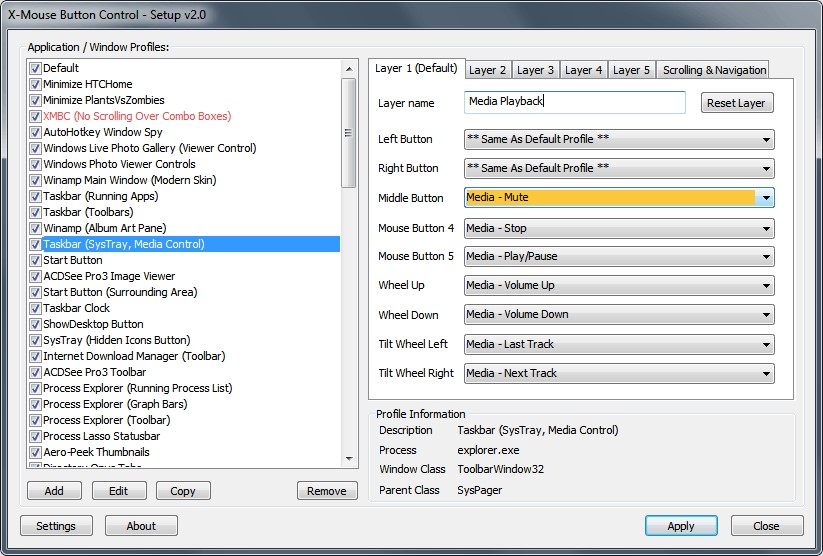 Скриншот 2 программы X-Mouse Button Control