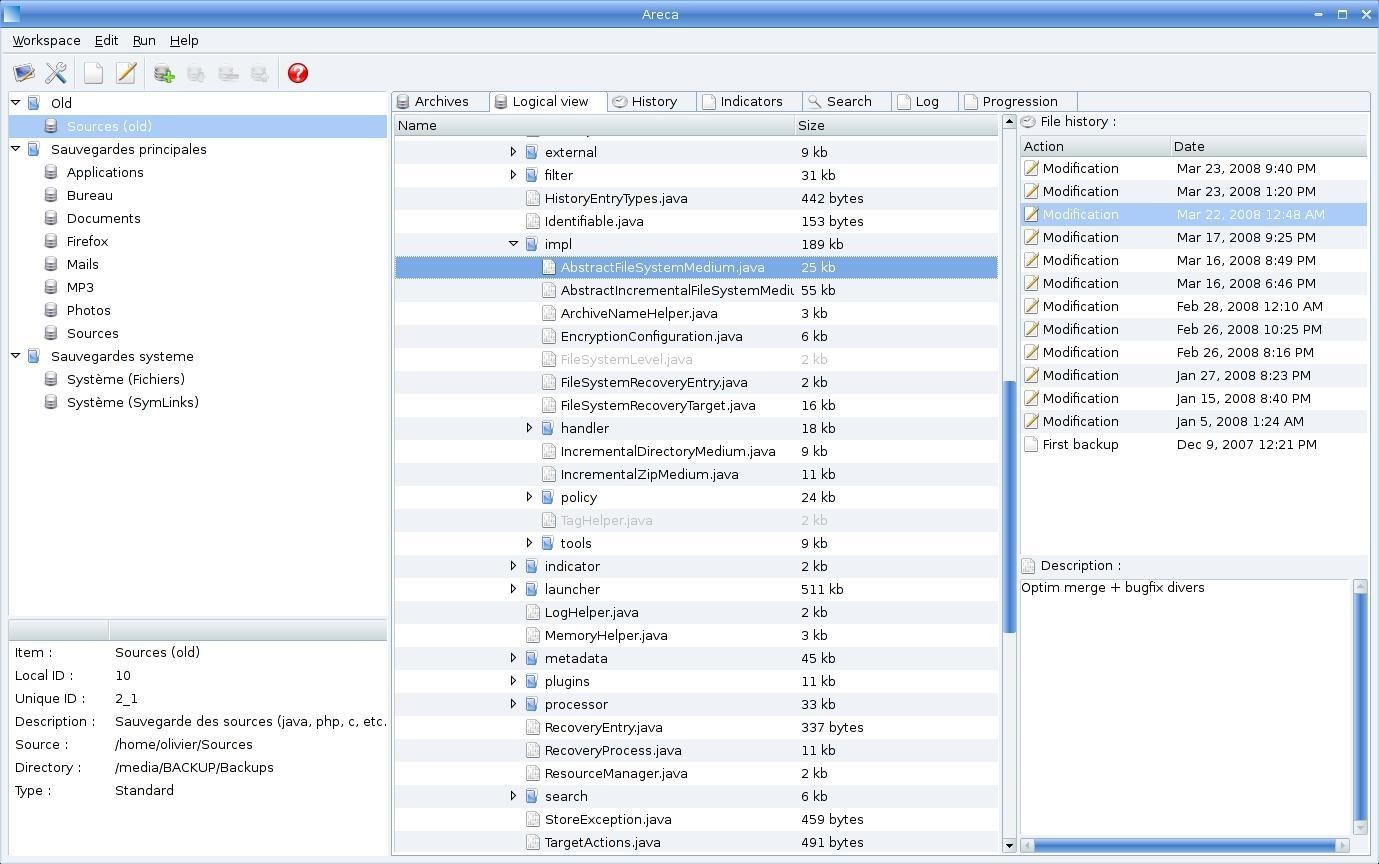 Скриншот 2 программы Areca Backup