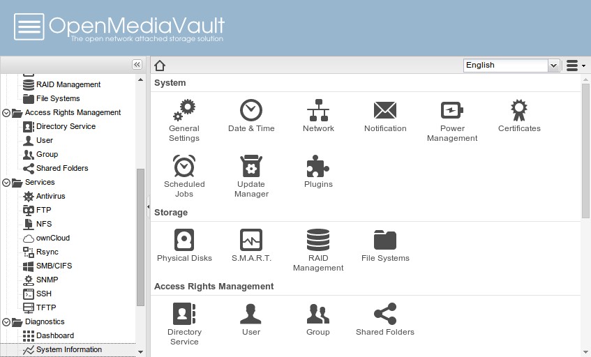 Скриншот 2 программы OpenMediaVault