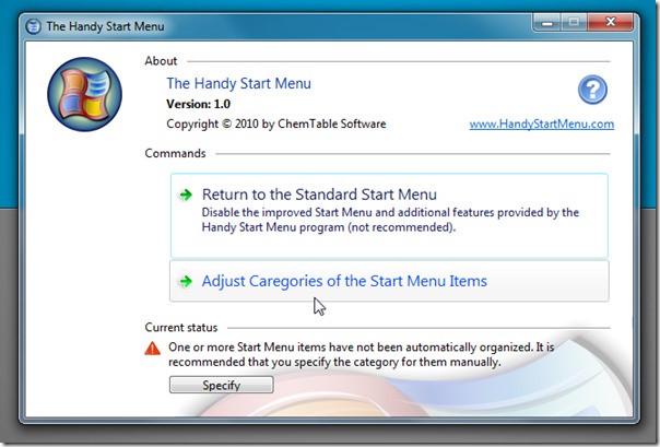 Скриншот 2 программы Handy Start Menu