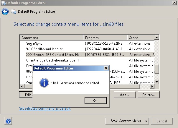 Скриншот 2 программы Default Programs Editor