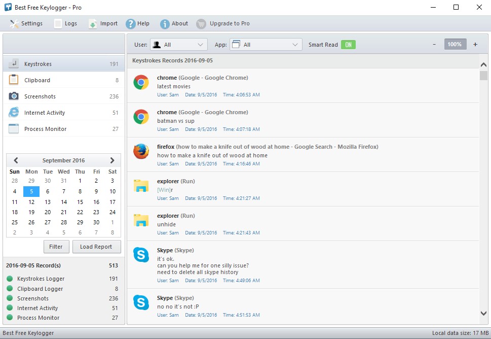 Скриншот 2 программы Best Free Keylogger
