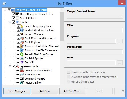 Скриншот 1 программы Easy Context Menu