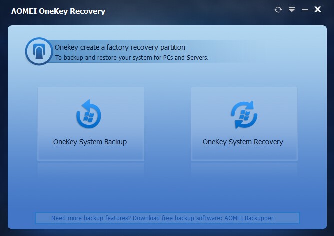 Скриншот 1 программы AOMEI OneKey Recovery