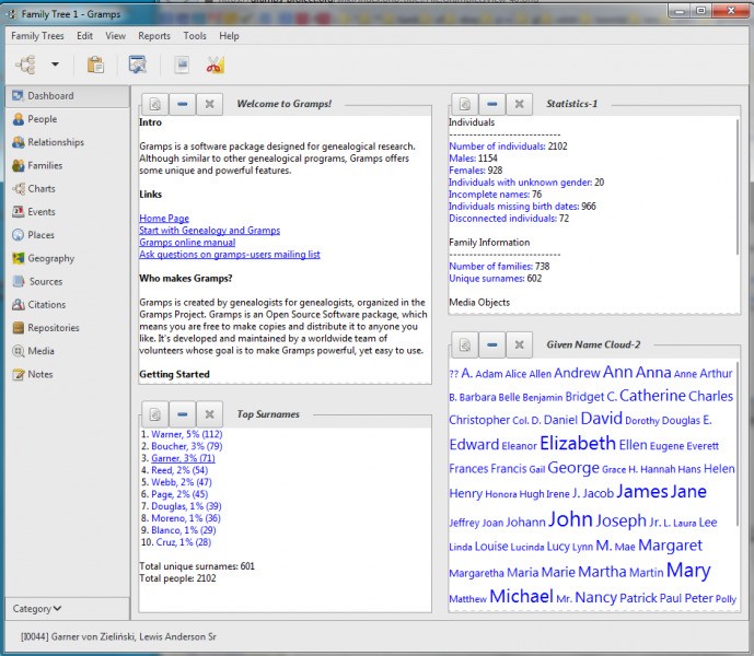 Скриншот 2 программы Gramps