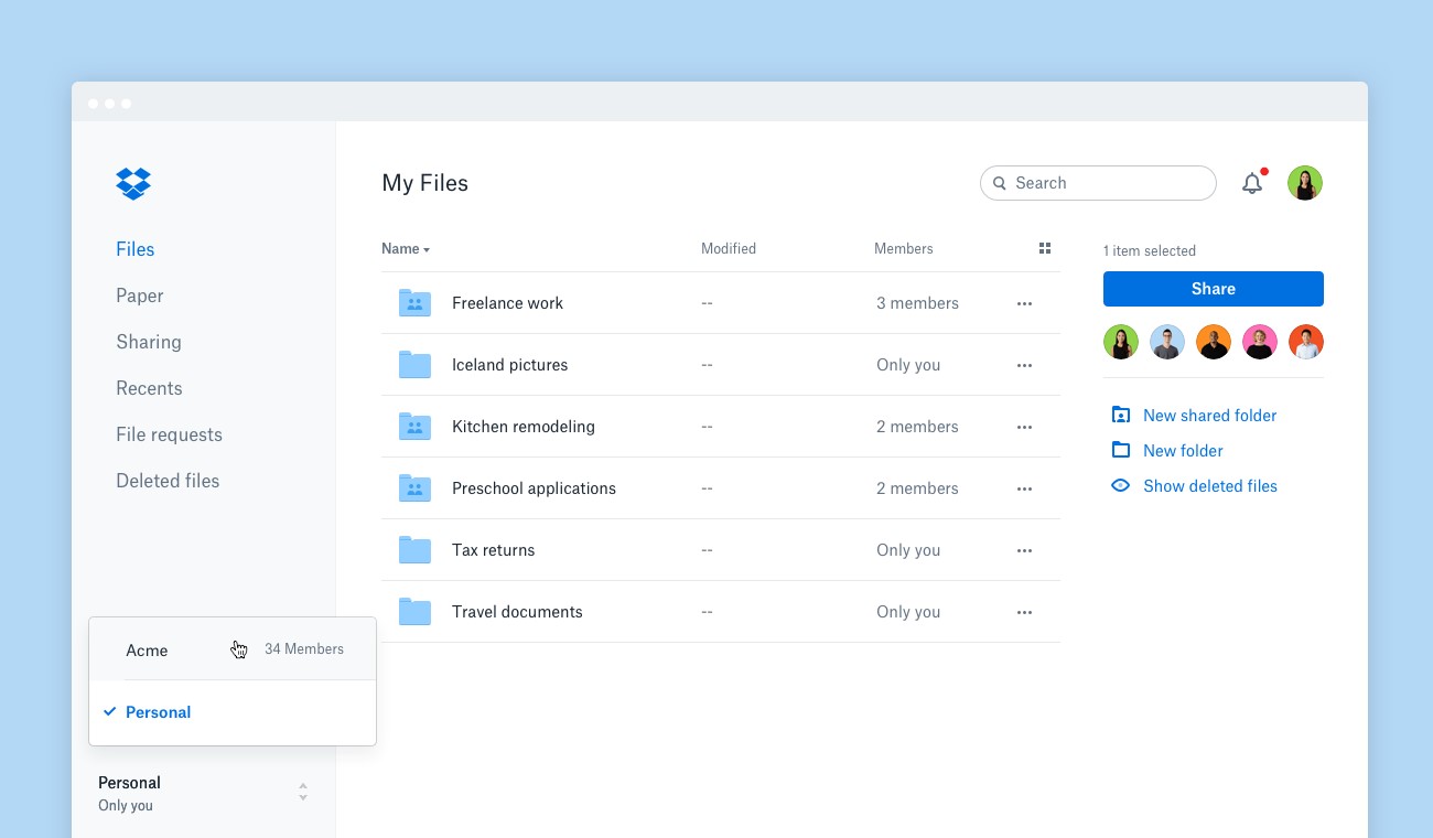 Скриншот 1 программы Dropbox