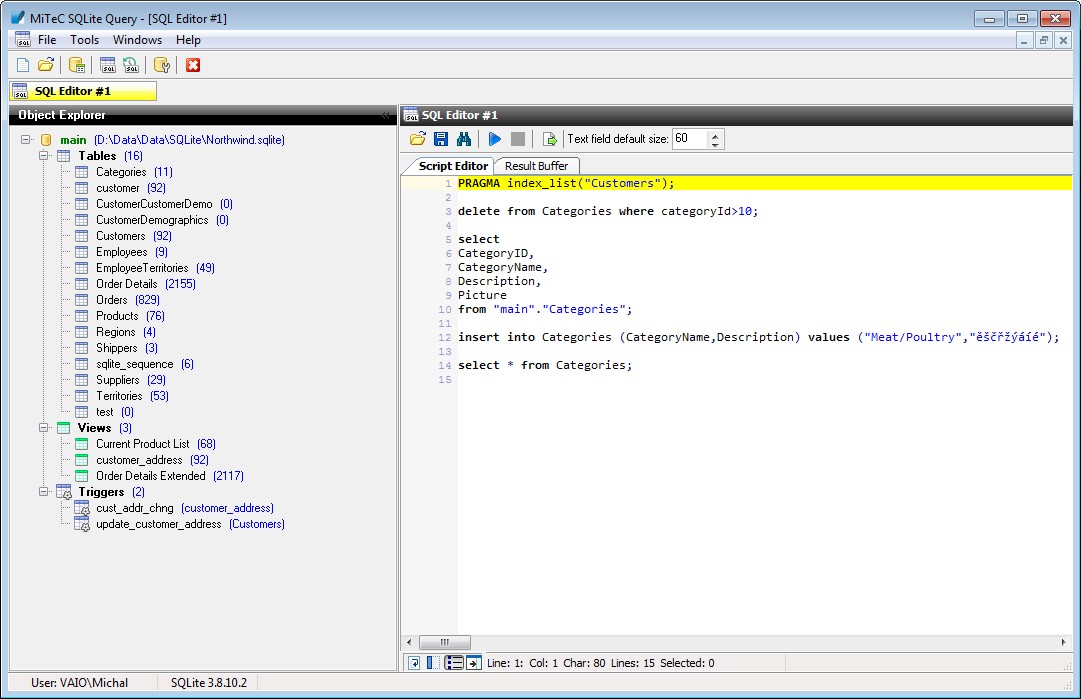 Скриншот 2 программы SQLite Query