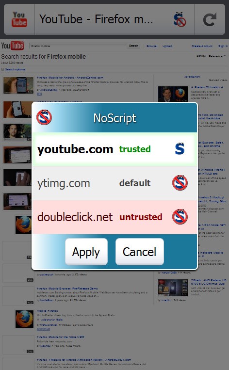 Скриншот 1 программы NoScript