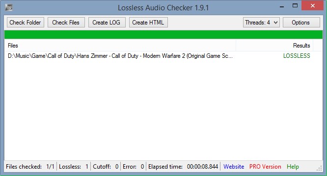 Скриншот 1 программы Lossless Audio Checker
