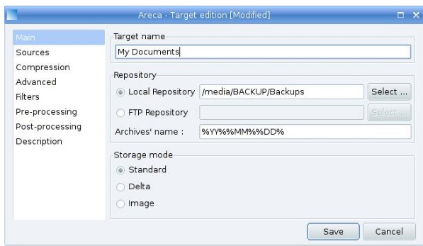 Скриншот 3 программы Areca Backup