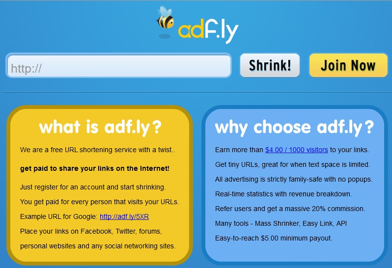 Скриншот 1 программы adf.ly