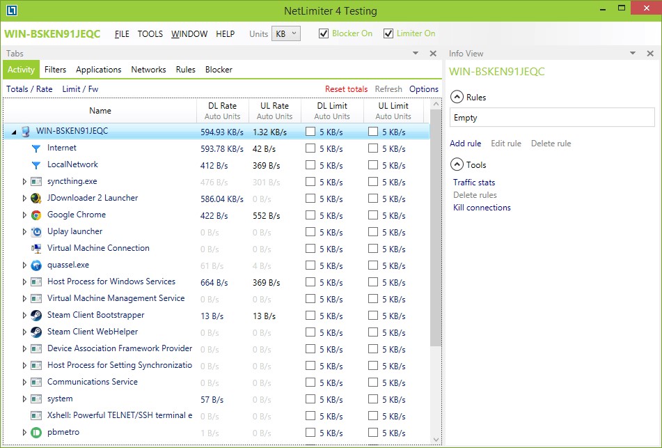Скриншот 1 программы NetLimiter