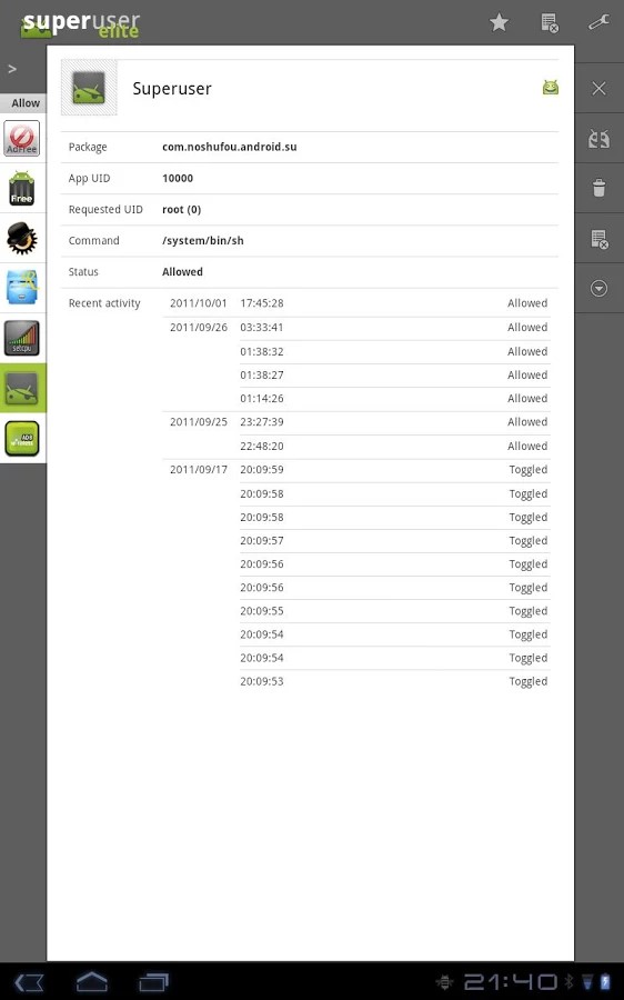 Скриншот 2 программы Superuser - ChainsDD