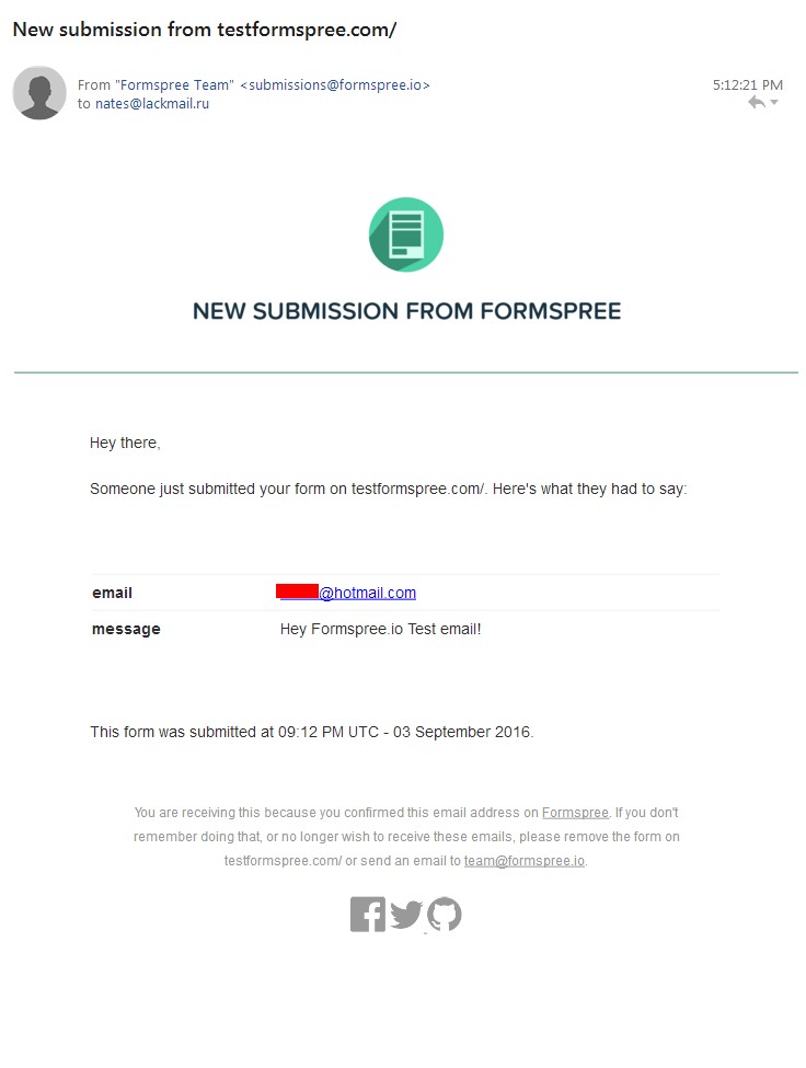 Скриншот 1 программы Formspree.io