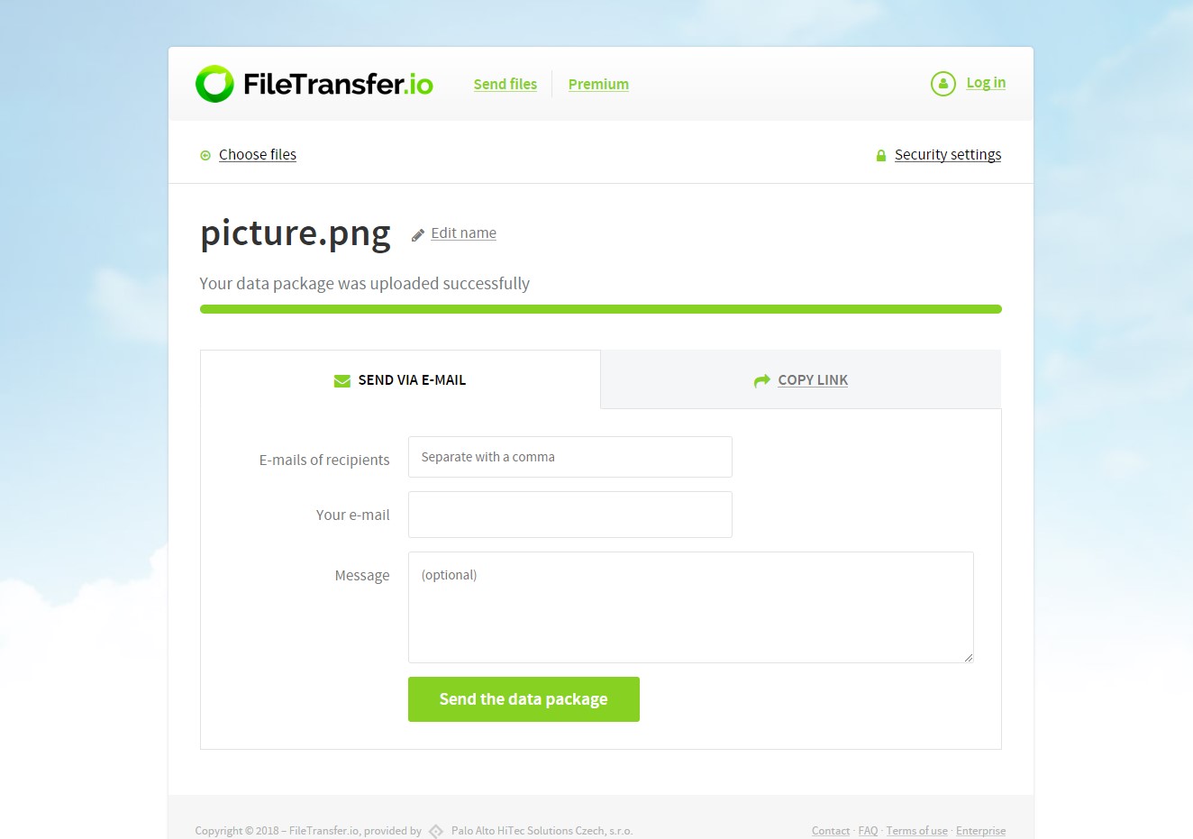 Скриншот 2 программы FileTransfer.io