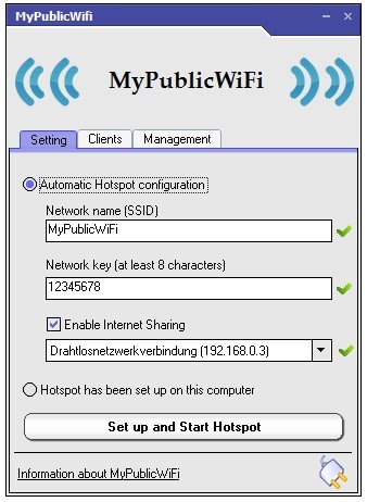Скриншот 3 программы MyPublicWiFi