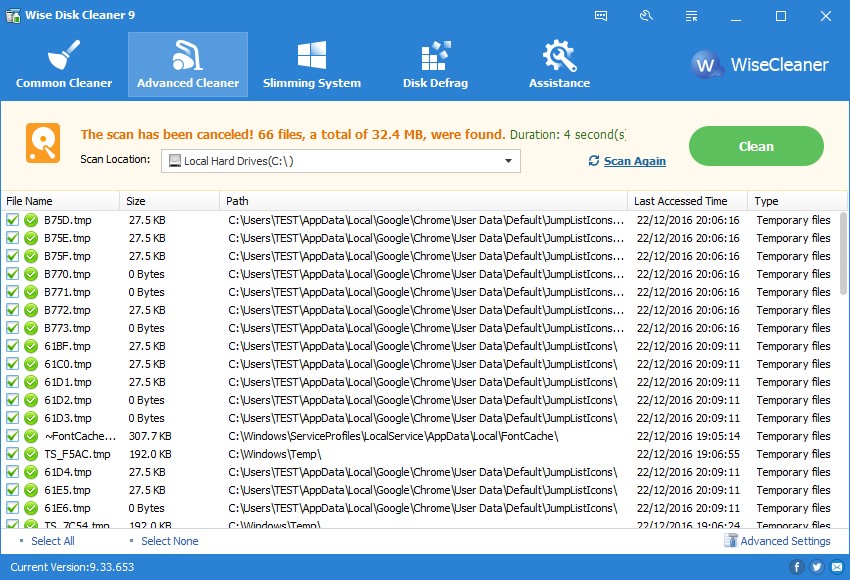 Скриншот 1 программы Wise Disk Cleaner