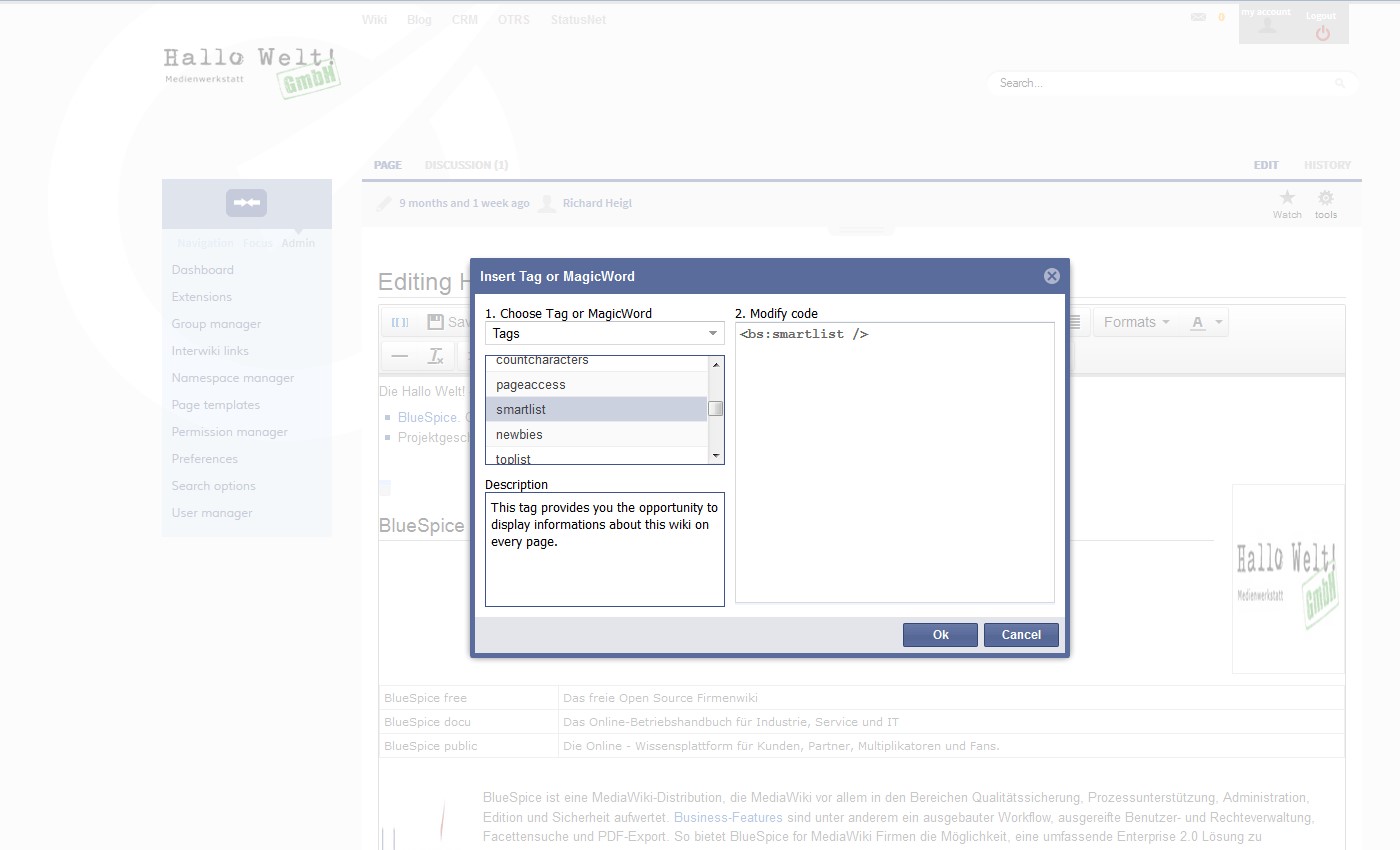 Скриншот 3 программы BlueSpice for MediaWiki