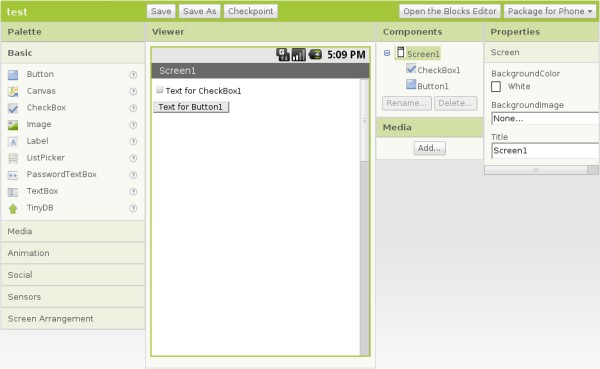 Скриншот 1 программы MIT App Inventor