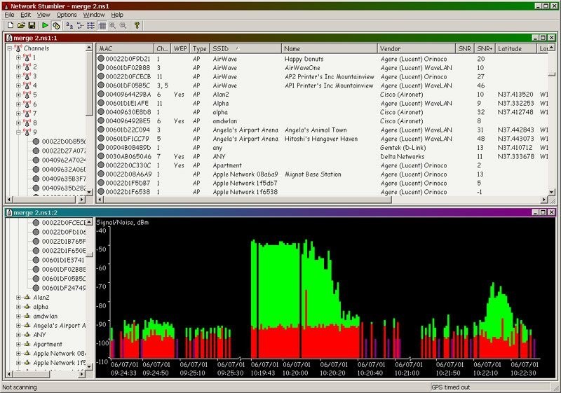 Скриншот 2 программы NetStumbler