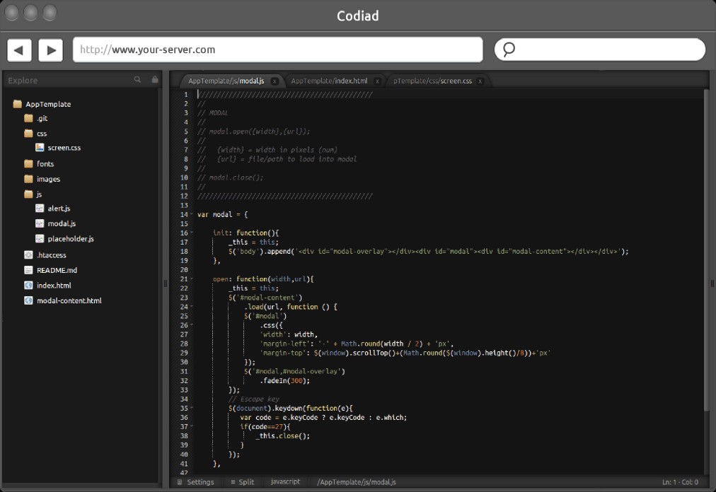 Скриншот 1 программы Codiad