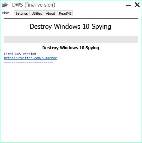 Скриншот 1 программы Destroy Windows Spying