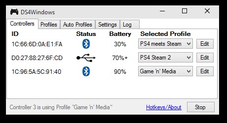 Скриншот 1 программы DS4Windows