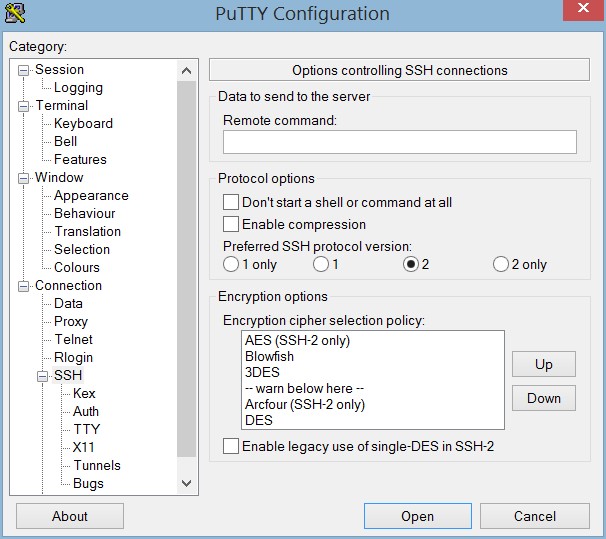 Скриншот 1 программы PuTTY