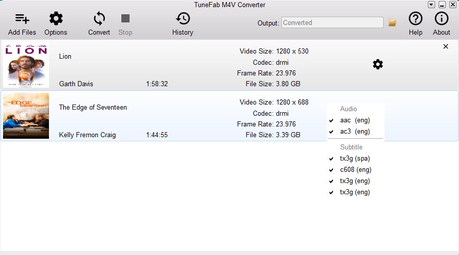 Скриншот 1 программы TuneFab M4V Converter
