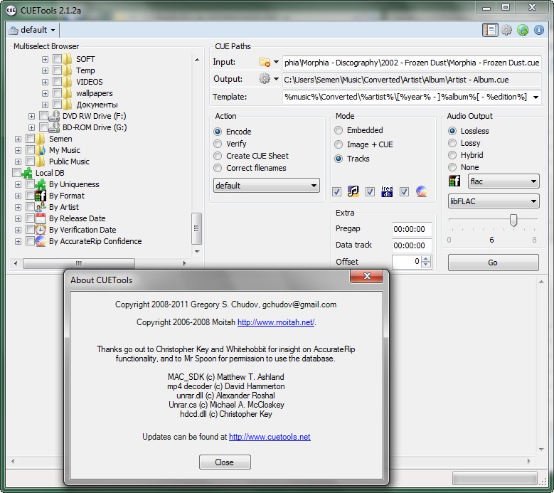 Скриншот 2 программы CUETools