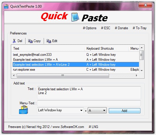 Скриншот 1 программы QuickTextPaste