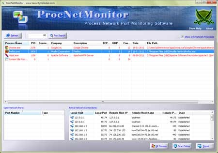 Скриншот 1 программы Proc Net Monitor
