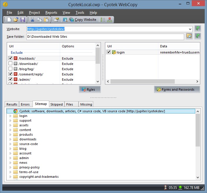 Скриншот 2 программы WebCopy