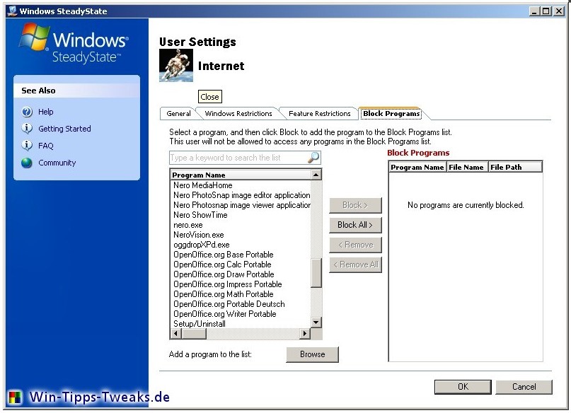 Скриншот 3 программы Windows SteadyState