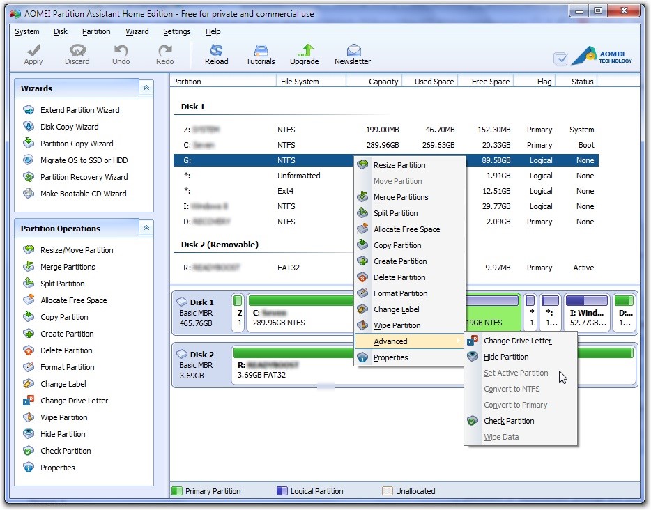 Скриншот 3 программы AOMEI Partition Assistant