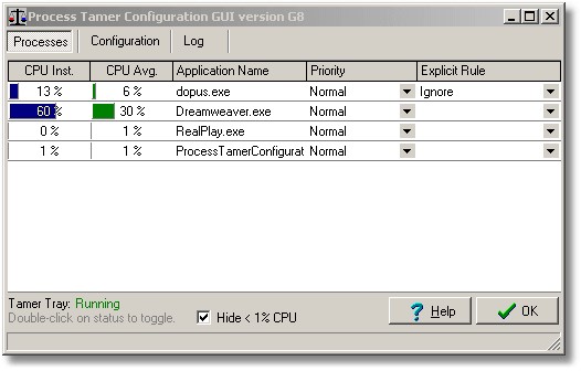 Скриншот 2 программы Process Tamer