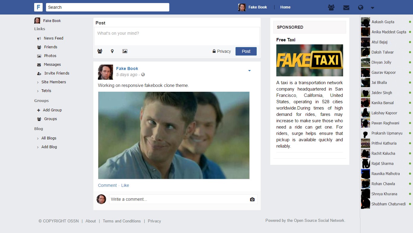 Скриншот 2 программы Open Source Social Network ( OSSN )