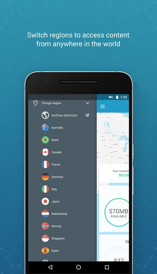 Скриншот 2 программы SurfEasy VPN