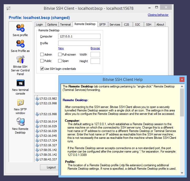 Скриншот 1 программы Bitvise SSH Client