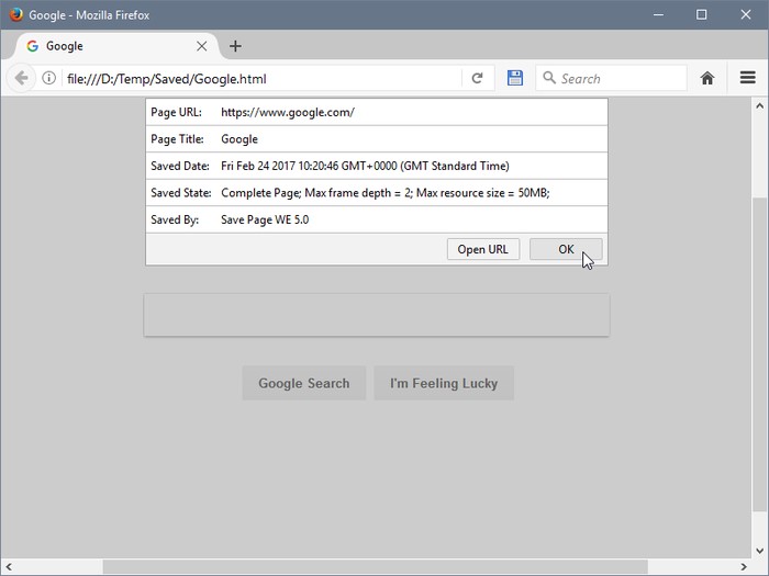 Скриншот 3 программы Save Page WE