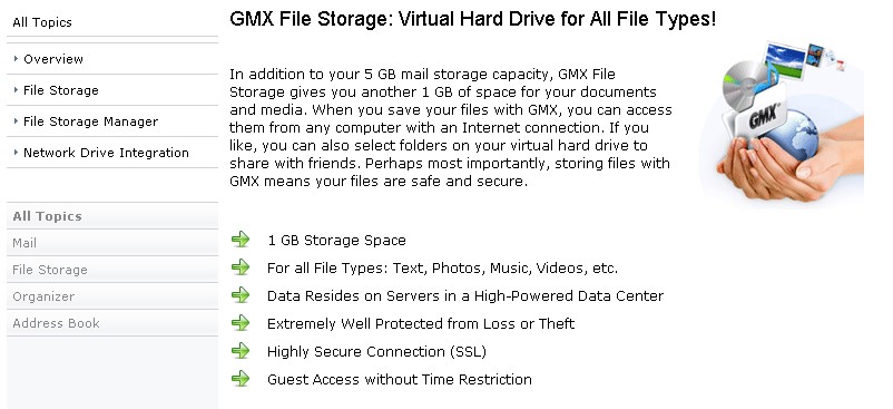 Скриншот 2 программы GMX File Storage