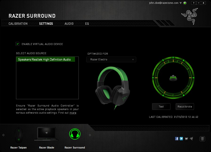 Скриншот 1 программы Razer Surround