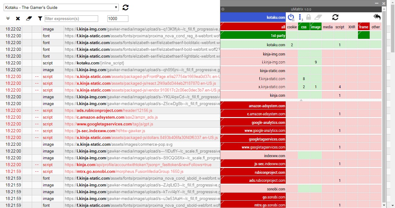 Скриншот 3 программы uMatrix