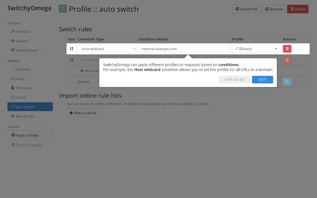 Скриншот 2 программы Proxy SwitchyOmega