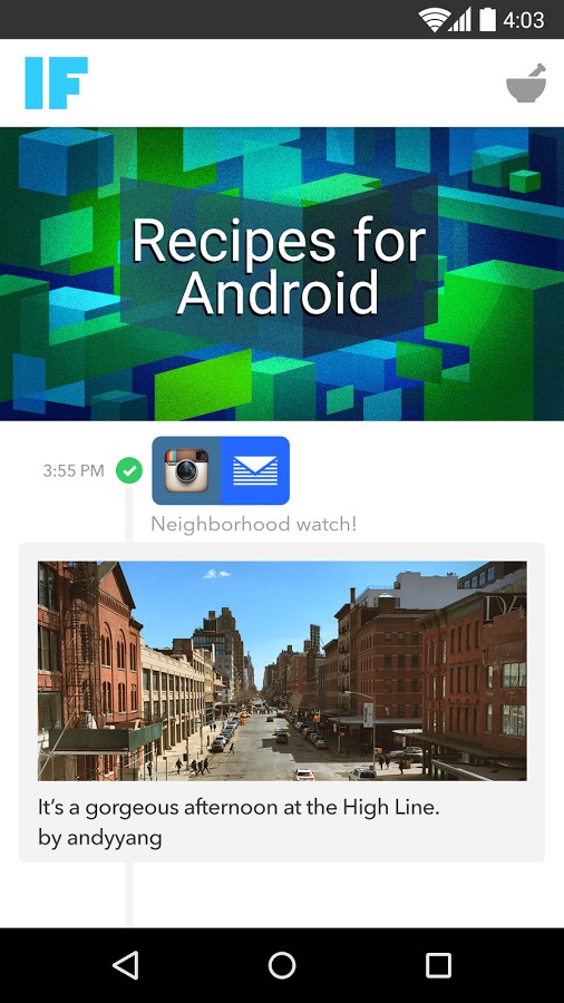 Скриншот 1 программы IFTTT